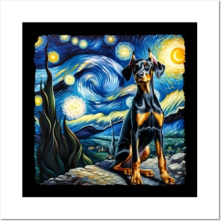 Starry Doberman Pinscher Portrait - Dog Portrait Posters and Art